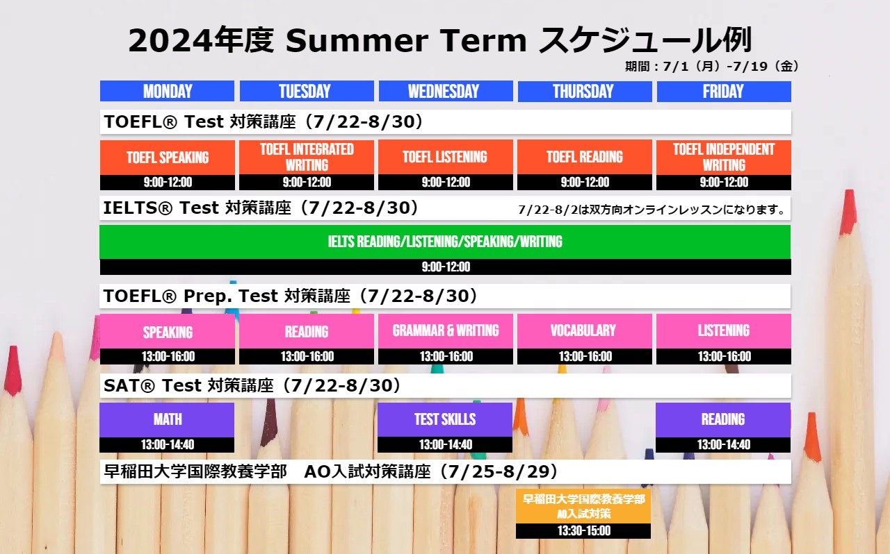 Summer Termスケジュール