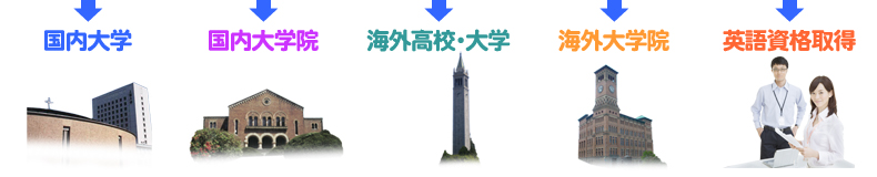 国内大学，国内大学院，海外高校・大学，海外大学院，英語資格取得